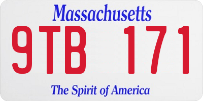 MA license plate 9TB171