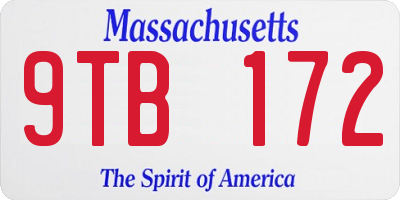 MA license plate 9TB172