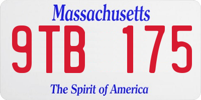 MA license plate 9TB175