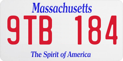 MA license plate 9TB184