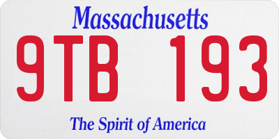 MA license plate 9TB193