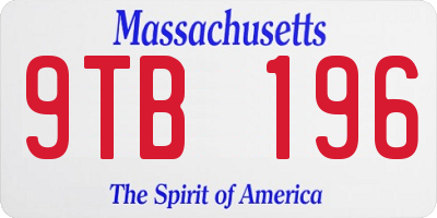 MA license plate 9TB196