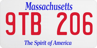 MA license plate 9TB206