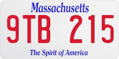 MA license plate 9TB215