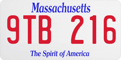 MA license plate 9TB216