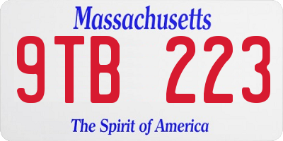 MA license plate 9TB223