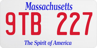 MA license plate 9TB227