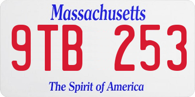 MA license plate 9TB253