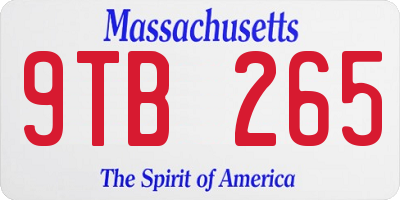 MA license plate 9TB265