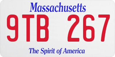 MA license plate 9TB267