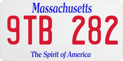MA license plate 9TB282