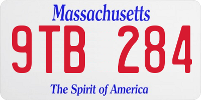 MA license plate 9TB284