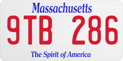 MA license plate 9TB286