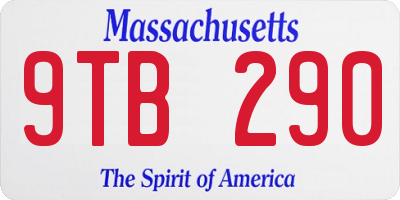 MA license plate 9TB290