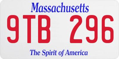 MA license plate 9TB296