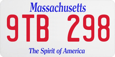 MA license plate 9TB298