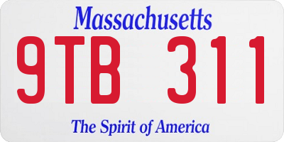 MA license plate 9TB311