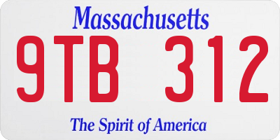 MA license plate 9TB312
