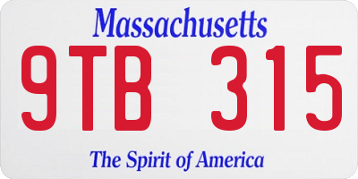 MA license plate 9TB315