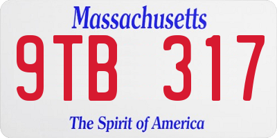 MA license plate 9TB317