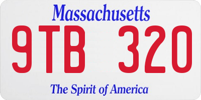 MA license plate 9TB320