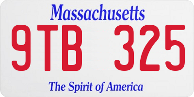 MA license plate 9TB325