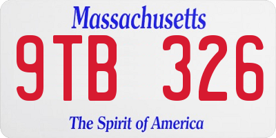 MA license plate 9TB326
