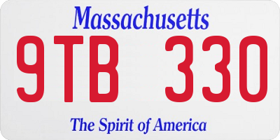 MA license plate 9TB330