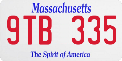 MA license plate 9TB335