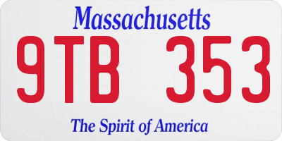 MA license plate 9TB353