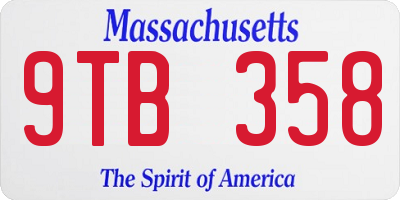 MA license plate 9TB358