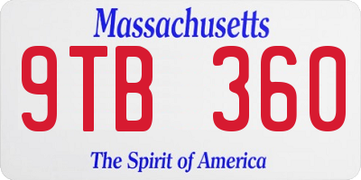 MA license plate 9TB360