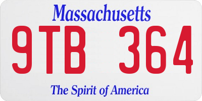 MA license plate 9TB364