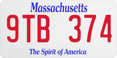 MA license plate 9TB374