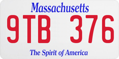 MA license plate 9TB376