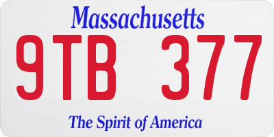 MA license plate 9TB377