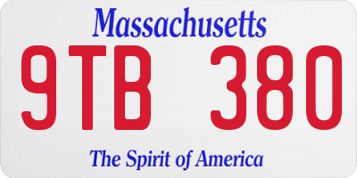 MA license plate 9TB380