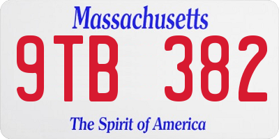 MA license plate 9TB382