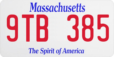 MA license plate 9TB385