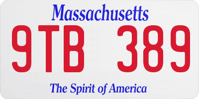 MA license plate 9TB389
