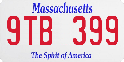 MA license plate 9TB399