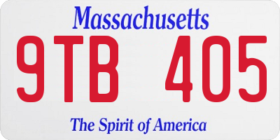 MA license plate 9TB405