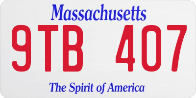 MA license plate 9TB407