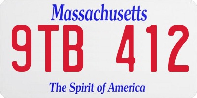 MA license plate 9TB412