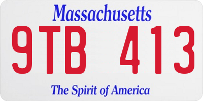 MA license plate 9TB413