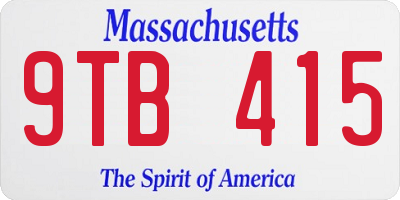 MA license plate 9TB415