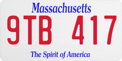 MA license plate 9TB417