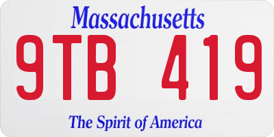 MA license plate 9TB419