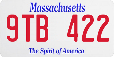 MA license plate 9TB422