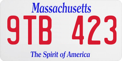 MA license plate 9TB423